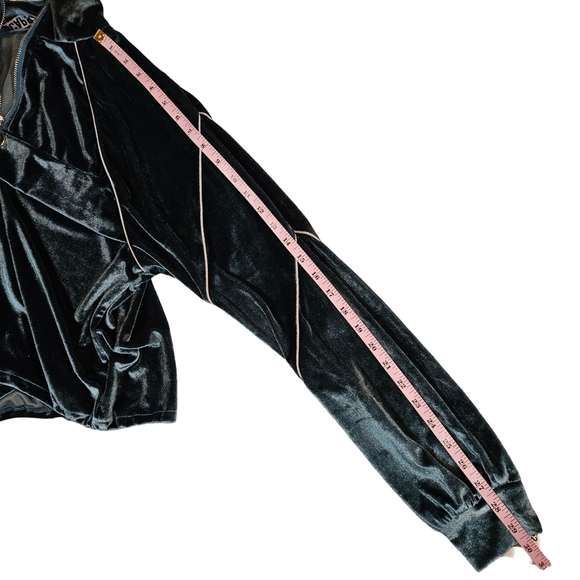 Capsulle Velour Cropped Half Zip Tracksuit Top, Bluegreen, Medium - Picture 15 of 15